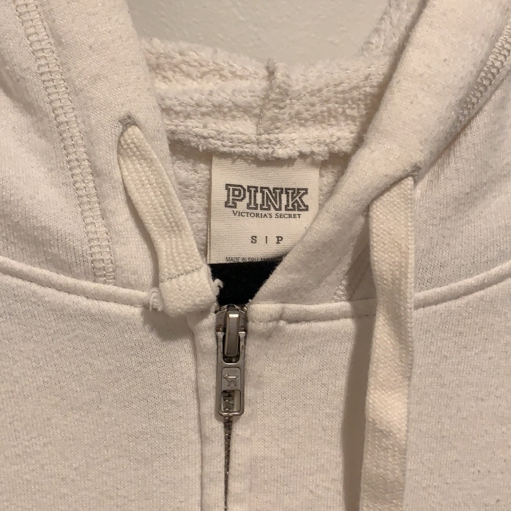 Victoria’s Secret PINK zip up hoodie black & white size small - Picture 2 of 7